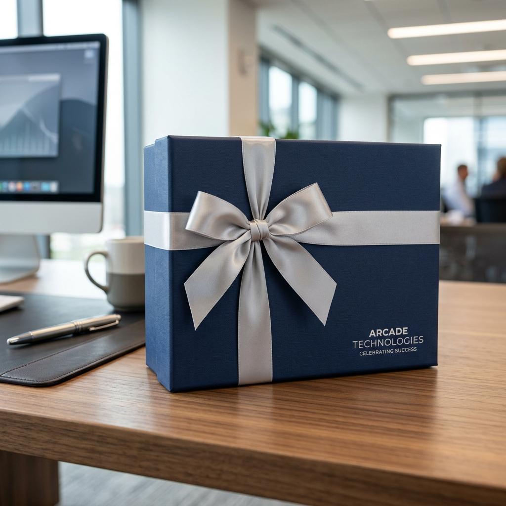 Elegantly wrapped corporate gift