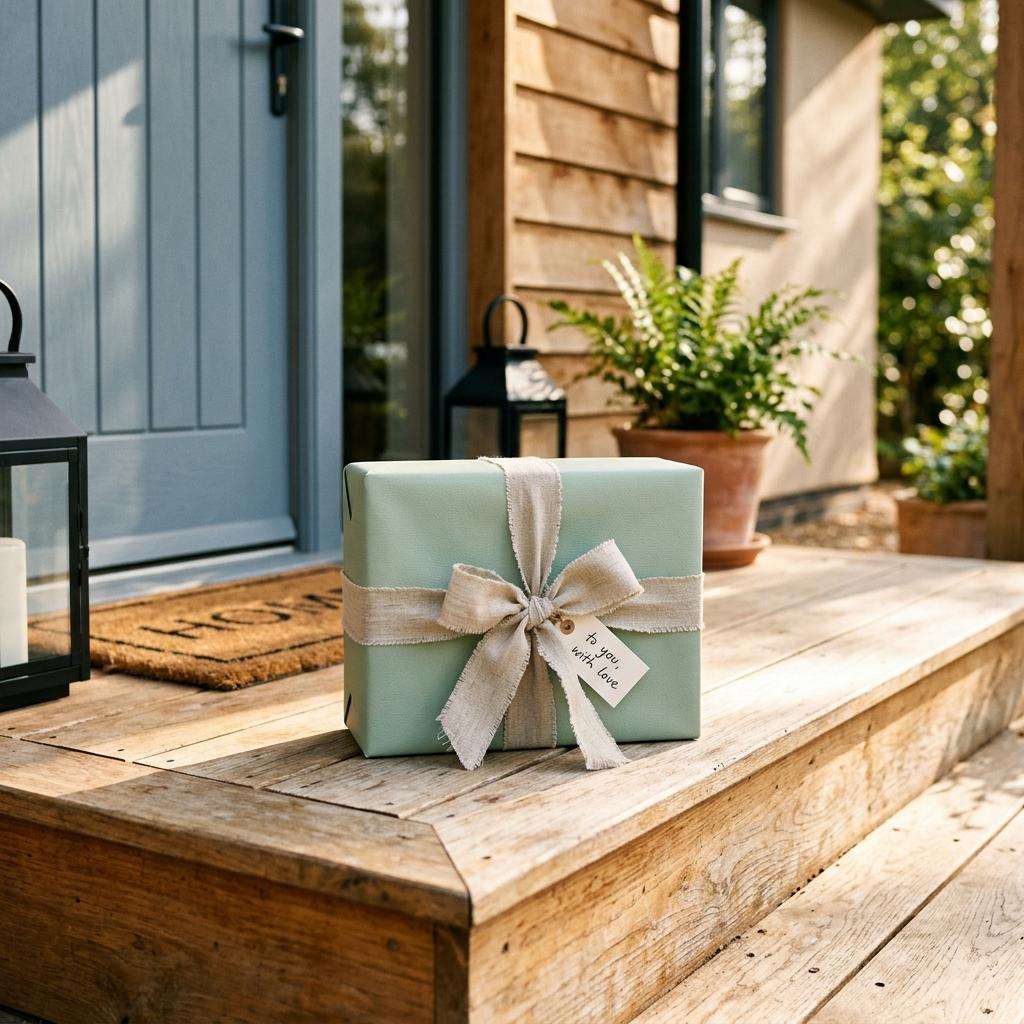 Gift parcel delivered to a doorstep