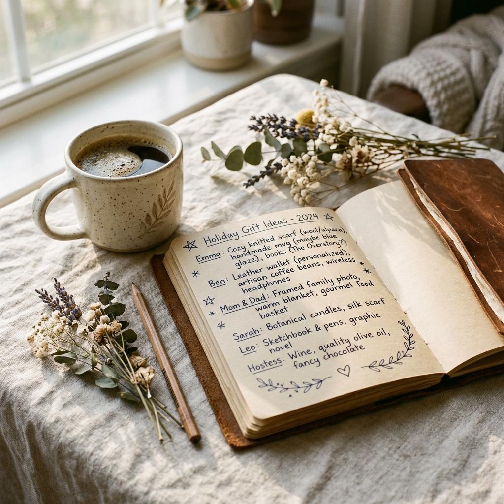 Notebook and coffee for gifting inspiration