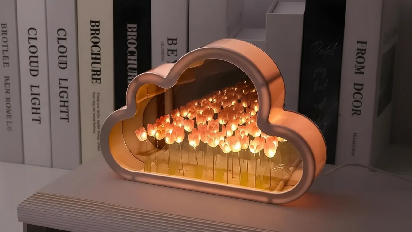 DIY Cloud Tulip Mirror LED Night Light Lamp